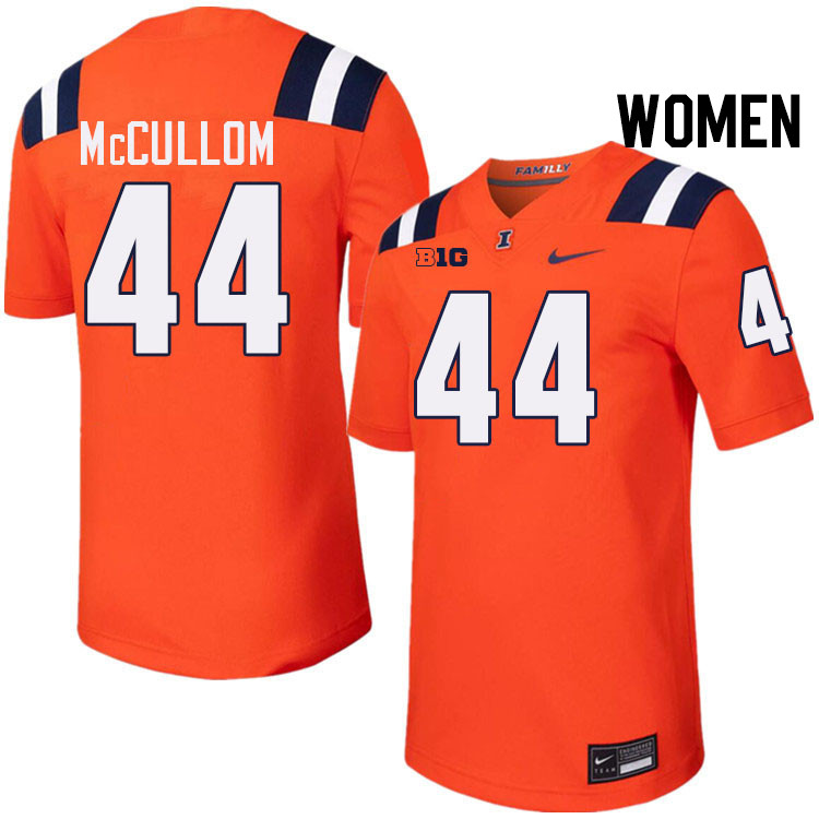 Women #44 Angelo McCullom Illinois Fighting Illini College Football Jerseys Stitched-Orange